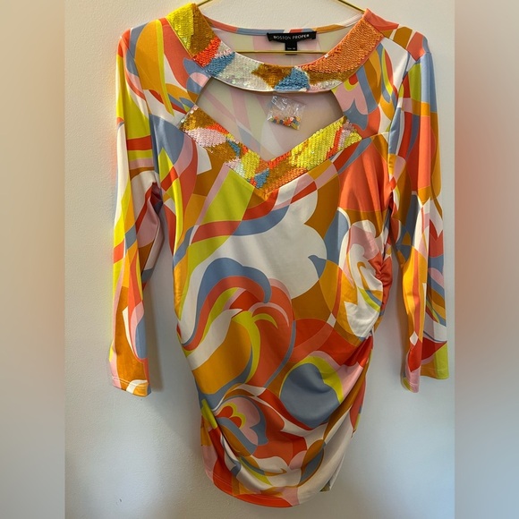 NWT, Boston Proper Sequin Cut Out Top - Picture 1 of 7
